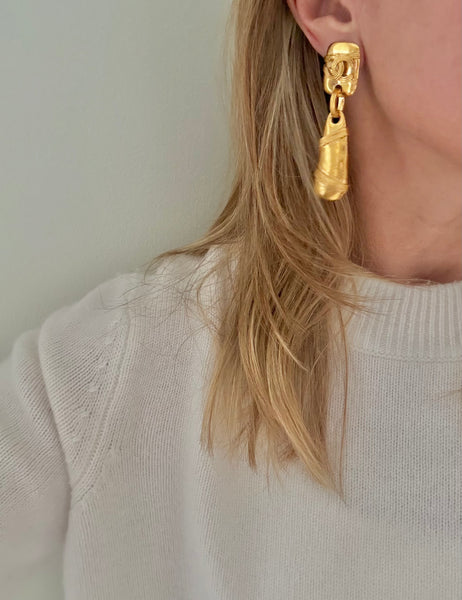 Chanel Clip On Drop Earrings