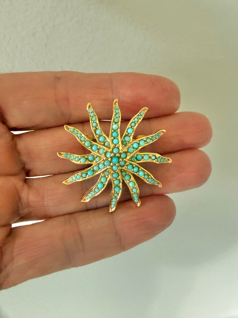 Ciner  Turquoise Beaded Brooch