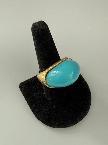 Turquoise Lucite Cuff Ring
