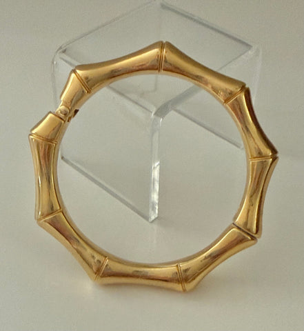 Gold Plated Hinged Bamboo Bracelet