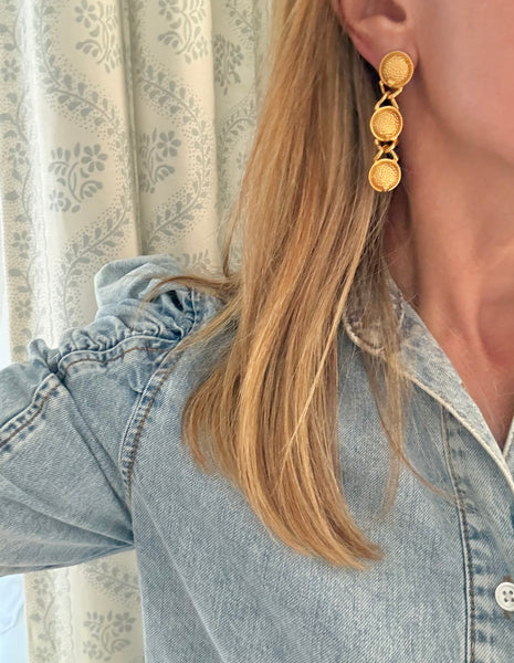 Fendi Matte Gold Post Earrings