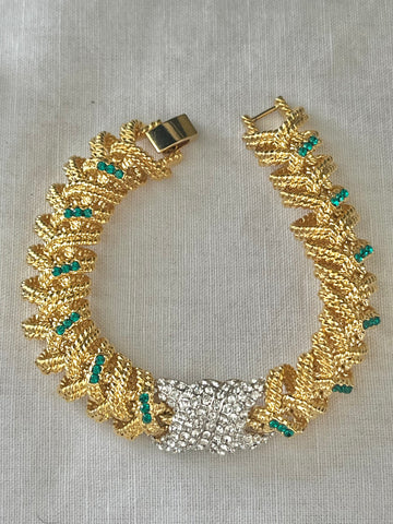 JBK Rhinestone & Emerald Bracelet