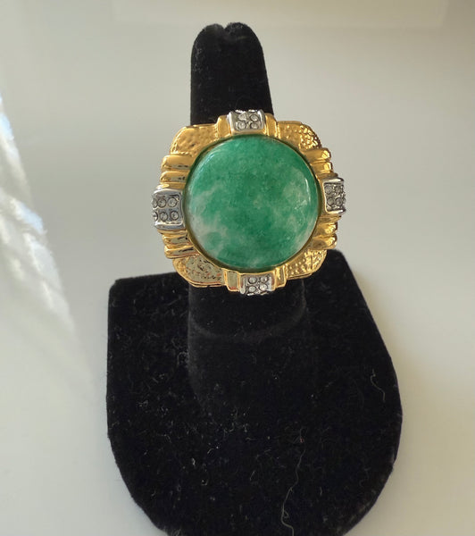 Genuine Moss Jade Ring Size 7