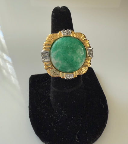 Genuine Moss Jade Ring Size 7