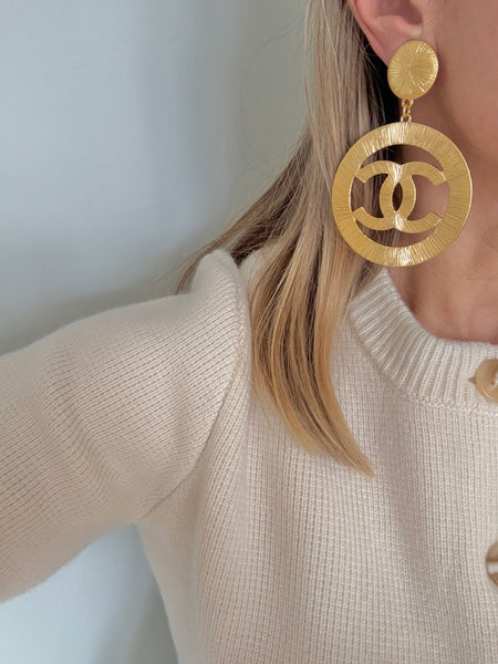 Custom Listing Chanel Extra Large Logo Clip On Earrings