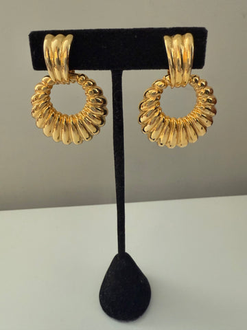 Gold Door Knocker Clip In Earrings