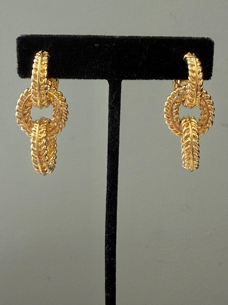 Gold Link Clip On Earrings