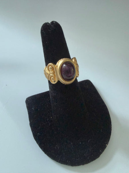 Matte Gold Red Cabochon Ring
