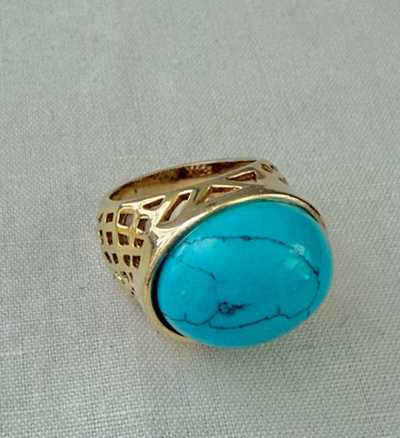 Gold Over Sterling Turqyoise Ring Size 9
