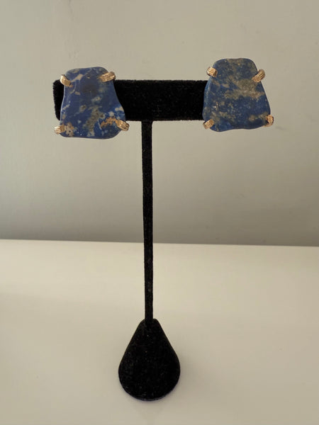 Polished Lapis Clip On Earrings