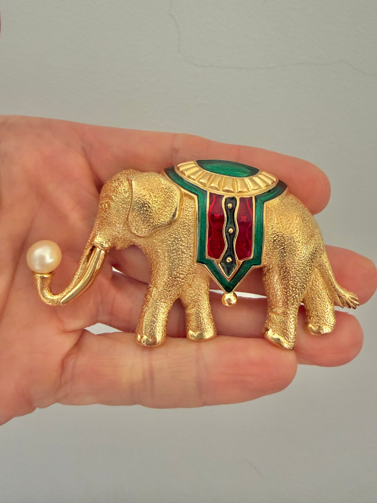 Monet Elephant Brooch