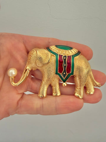 Monet Elephant Brooch
