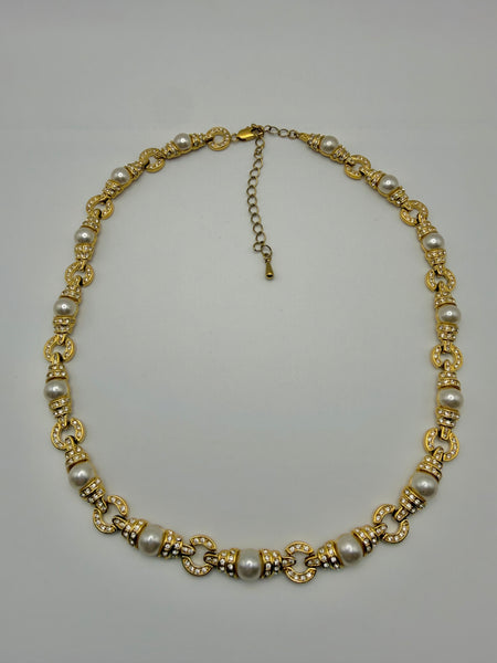 JBK Pearl & Gold Link Necklace