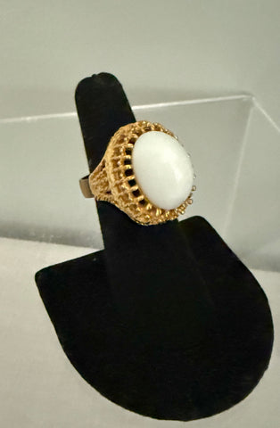 Adjustable White Dome Ring