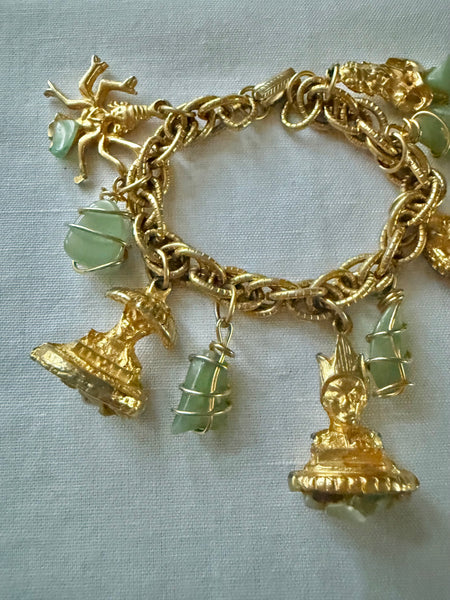 Light Green Stone Asian Charm Bracelet