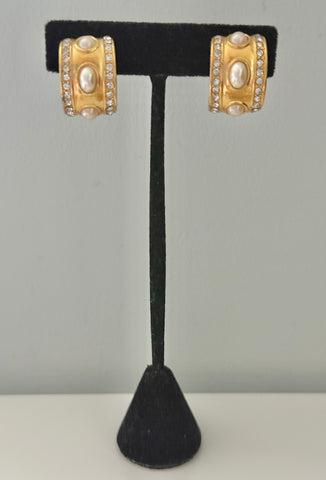 Christian Dior Cabochon Pearl Clip On Earrings