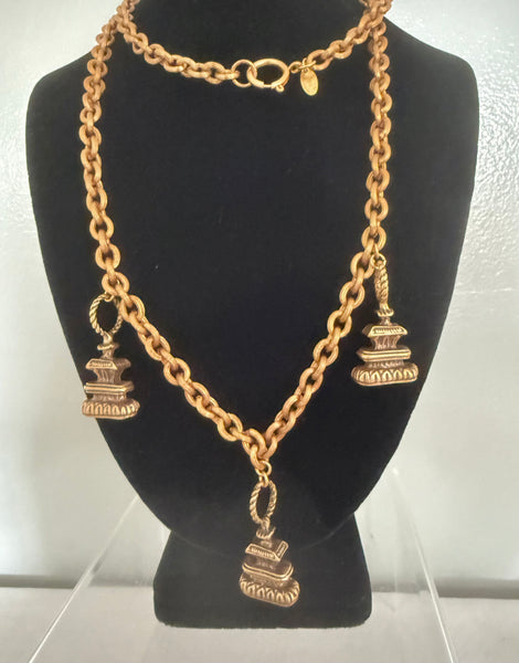 Chanel Three Pagoda Charm Necklace