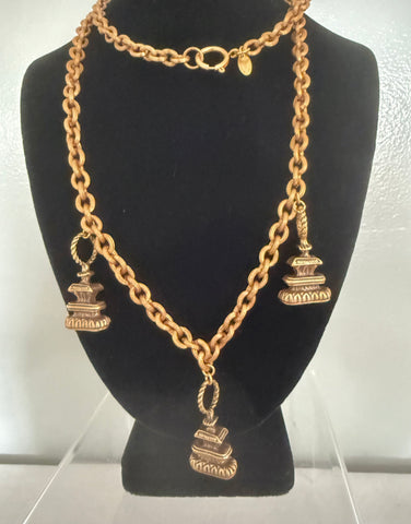 Chanel Three Pagoda Charm Necklace