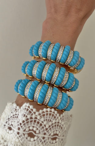 Turquoise & Rhinestone Cuff Bracelet