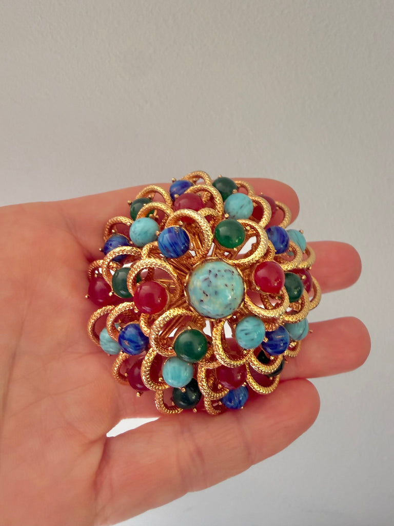 Colorful Cabochon Dome Brooch