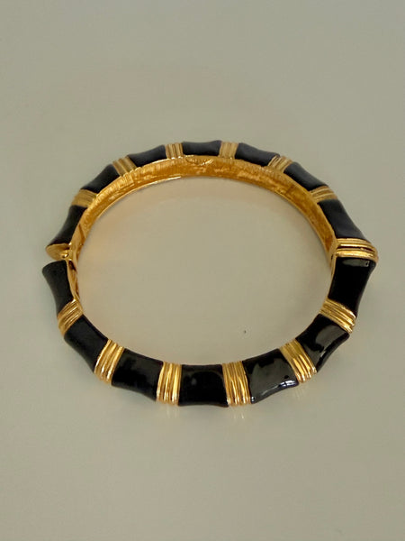 Black Enamel Hinged Bracelet