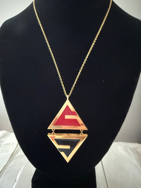 Givenchy Red & Black Modernist Pendant Necklace