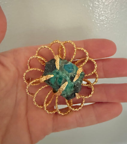 Caged Turquoise Brooch