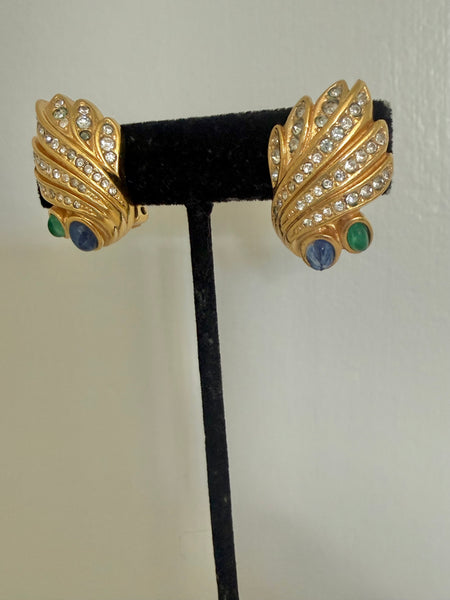 Grossé Rhinestone Cabochon Clip On Earrings
