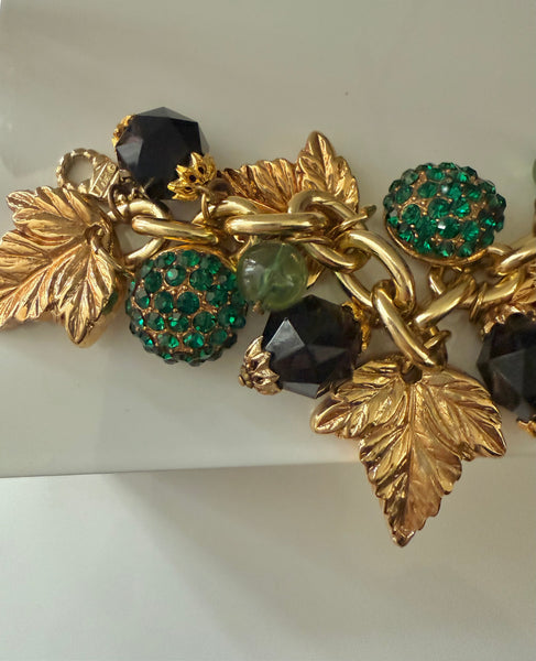 Jacky de G Leaf Charm Bracelet with Green Accents