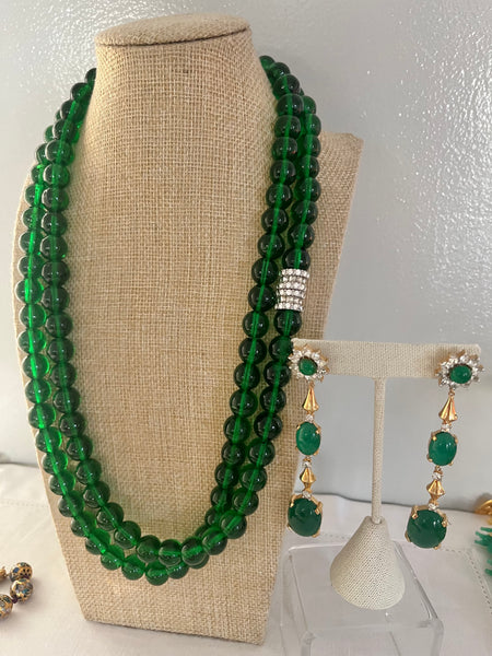 Faux Emerald Statement Post Earrings