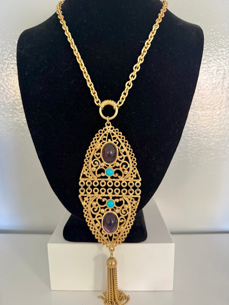 Amethyst & Turquoise Etruscan Necklace