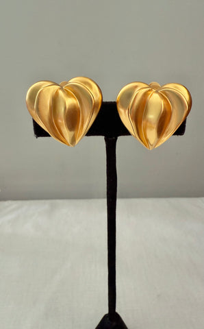 Givenchy Gold Plated Heart Clip On Earrings