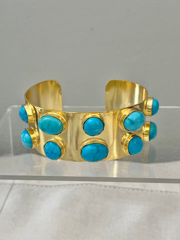 Thin Turquoise (Howlite) Cuff Bracelet