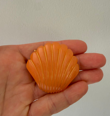 Trifari Peach Lucite Shell Brooch