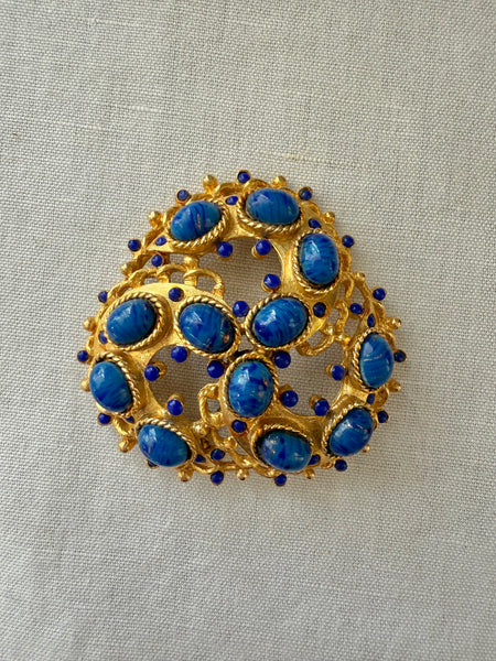 Lapis Brooch on Choker Wire