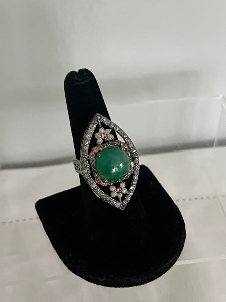 Sterling & Genuine Diamond Ring Size 7.5