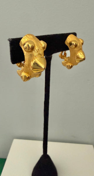 Cadoro Gold Spike Hoop Clip On Earrings