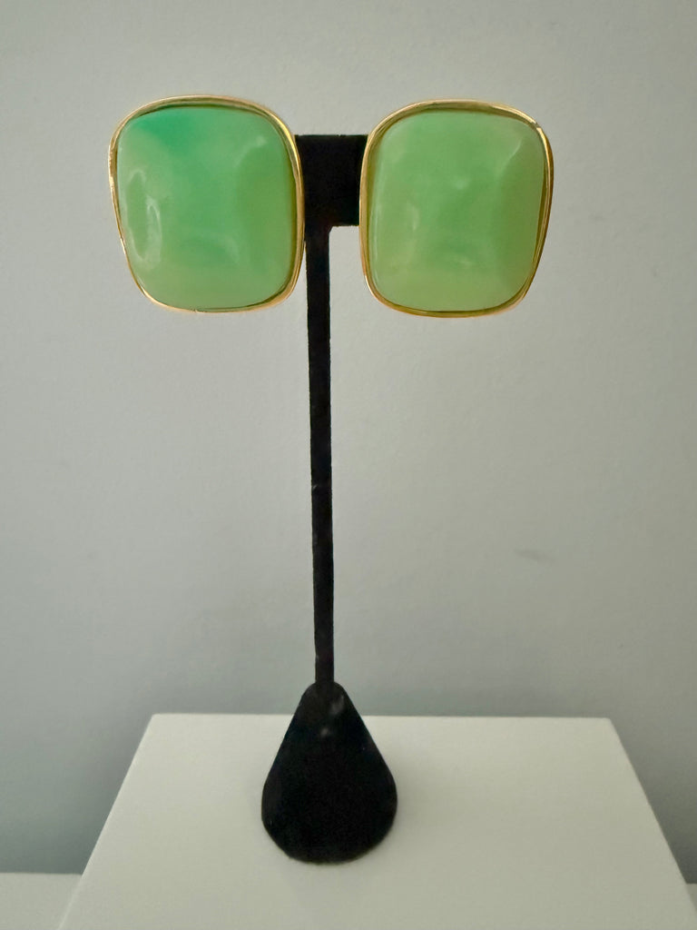 Kenneth Jay Lane Large Green Lucite Earrings
