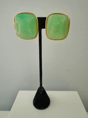 Kenneth Jay Lane Large Green Lucite Earrings