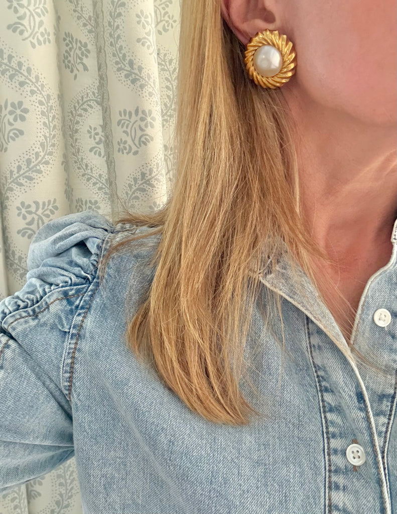 Chanel Classic Pearl Clip On Earrings