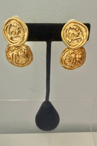Gold Plated Squiggle Clip On Earrings