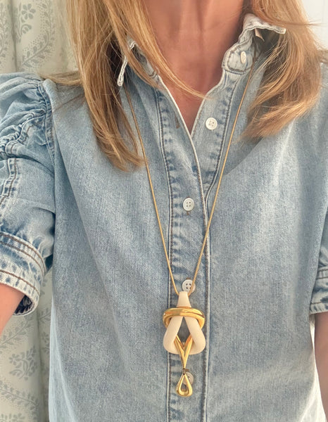 Givenchy Cream Lucite Pendant Necklace