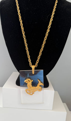 Lucite Capricorn Pendant Necklace