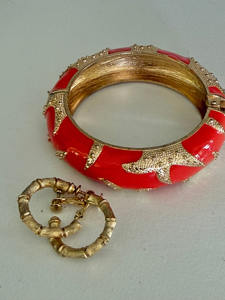 Custom Listing: Bamboo Hoops and starfish Bracelet