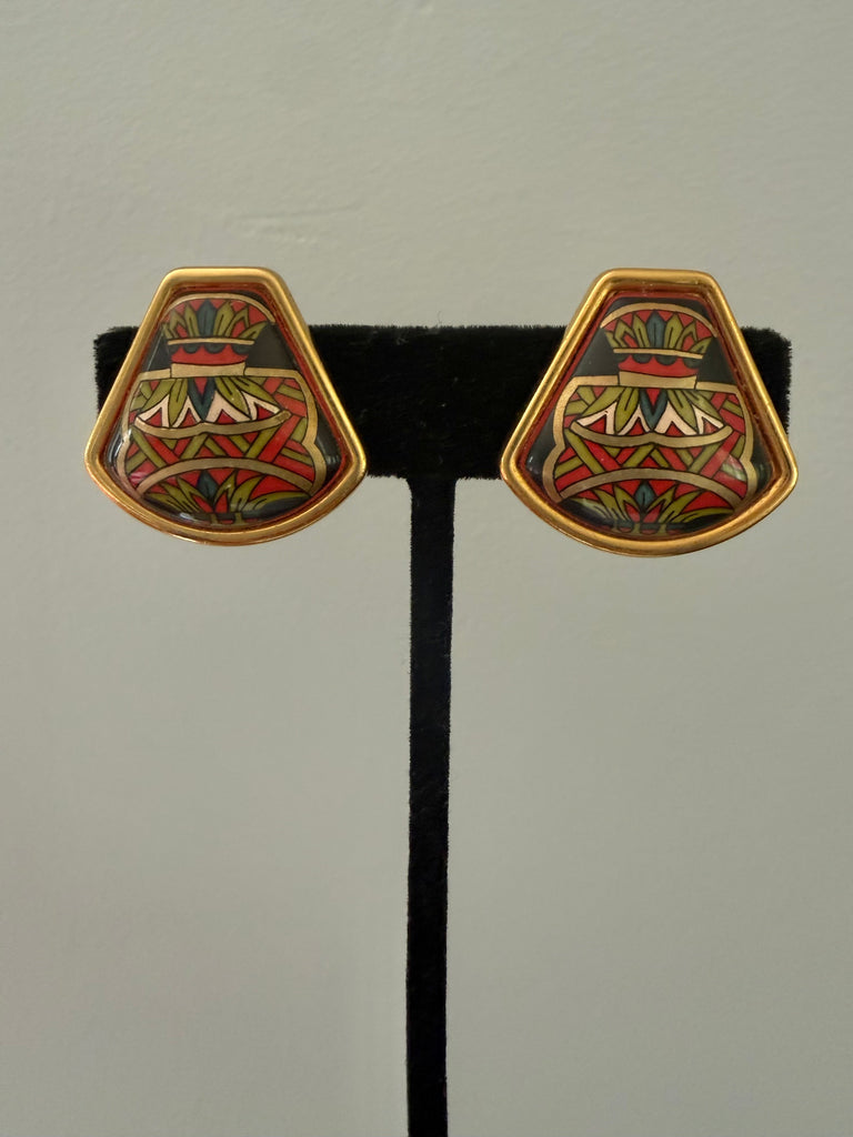 Reserved: Hermes Enamel Clip On Earrings