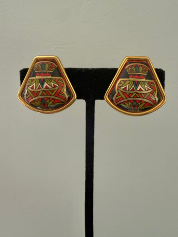 Reserved: Hermes Enamel Clip On Earrings