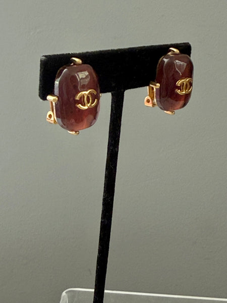 Chanel Gripoix Amethyst Clip On Earrings