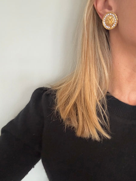 Chanel Lion Clip On Earrings