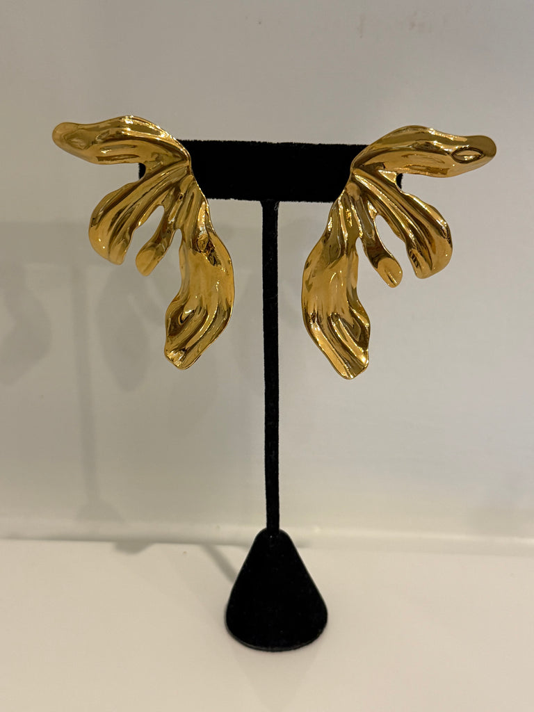 Contemporary Gold Wing Post Earrings