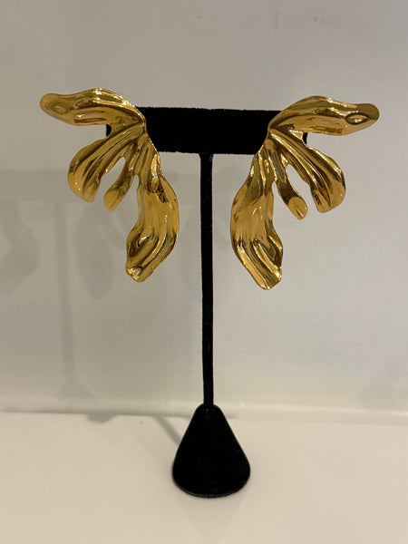 Contemporary Gold Wing Post Earrings